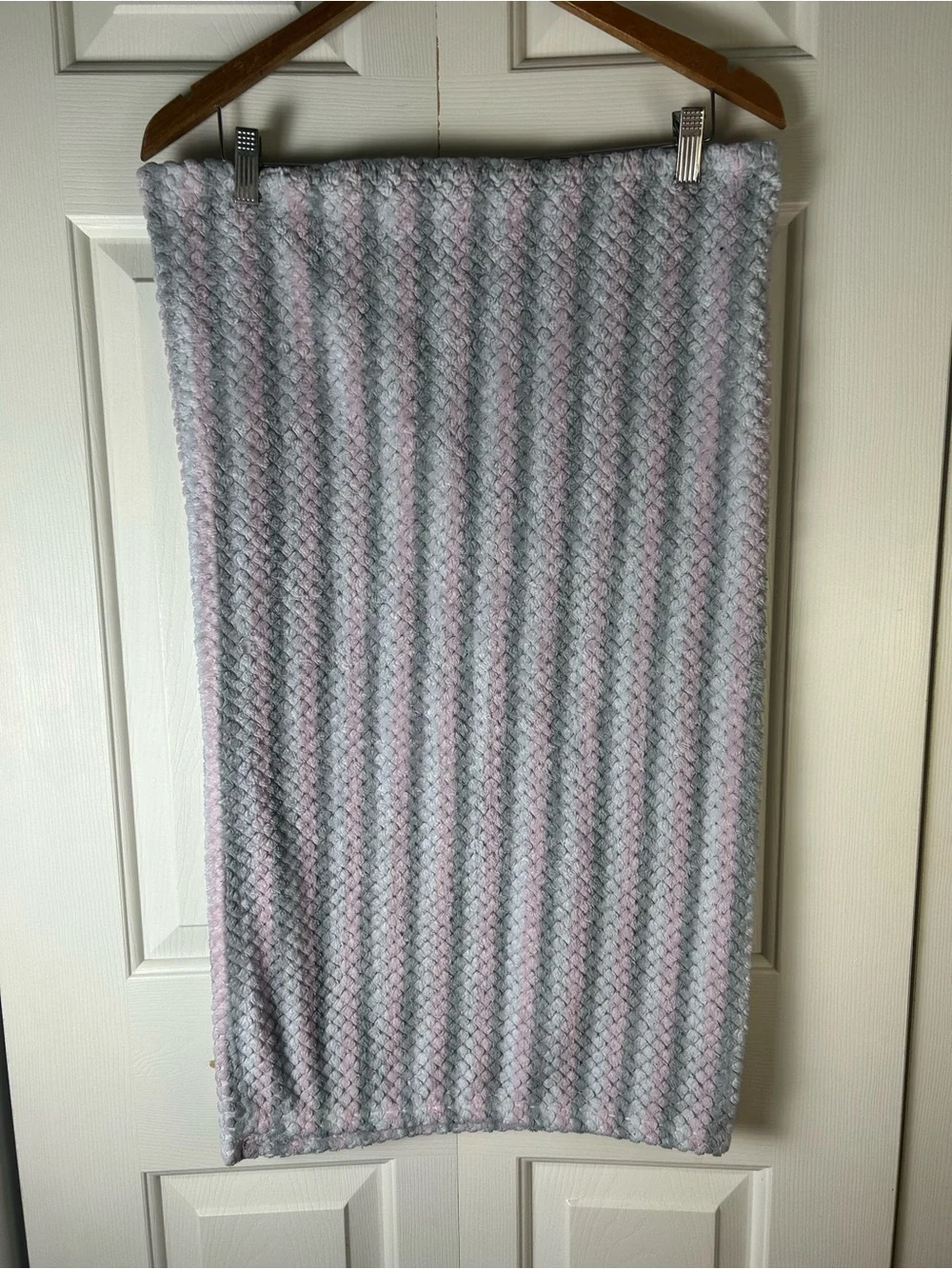 Gentle Steps Pink Gray White Stripes Baby Blanket Lovey Textured
